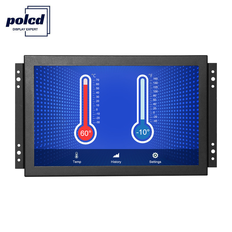 Monitor TFT Layar Sentuh Polcd 10 Inci, Bingkai Terbuka Monitor LCD Industri HDMI VGA LED