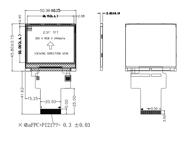 SPI ILI9342C Serial Port Dots Matrix Layar Sentuh Layar TFT 2.31 Inch IPS LCD 320x240