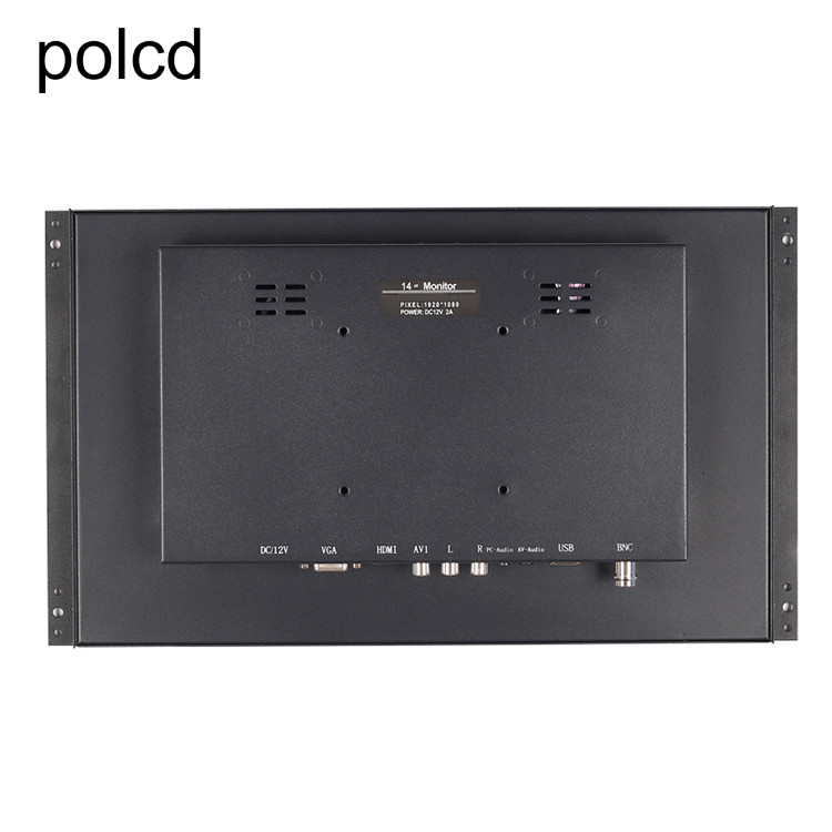 Polcd 14 Inch Full HD 1920x1080 Kasus Logam Monitor LCD Industri Dengan Bingkai Terbuka