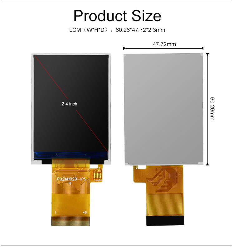 Layar Sentuh Tft Polcd 350 Nit 2.4 Inch 240x320 48.96mm MCU RGB antarmuka Tampilan LCD
