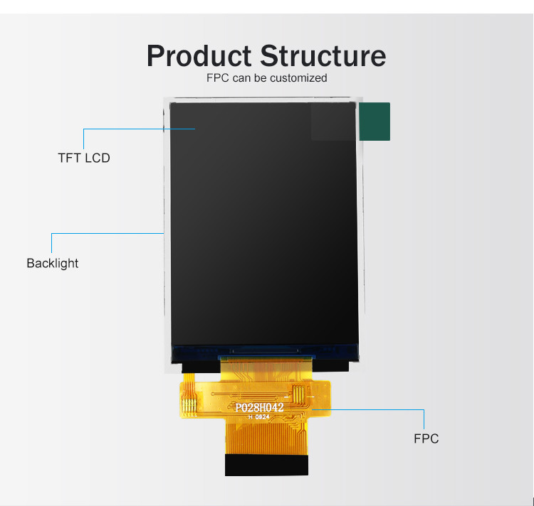 Polcd MCU 8 Bit 2.8 Lcd Module 57.6Mm Modul Tampilan Layar Sentuh 12 0'CLOCK