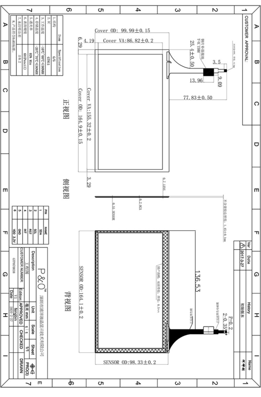 Pendidikan Polcd 7 Inch Capacitive Touch Screen G+G Gt911 Drive I2c Iic Interface