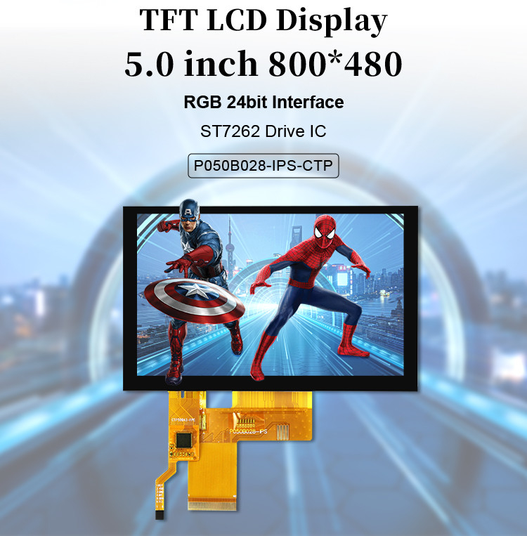5 Inch Tft Lcd Capacitive Touch Screen Tinggi Cerah 800x480 Resolusi Rgb Antarmuka Ips