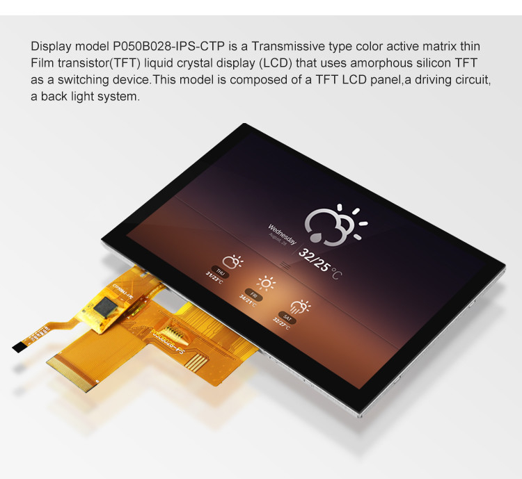 5 Inch Tft Lcd Capacitive Touch Screen Tinggi Cerah 800x480 Resolusi Rgb Antarmuka Ips