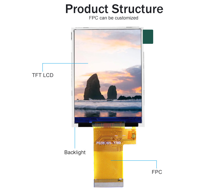 Mcu 37 Pin 2.8 Inch Touch Screen Lcd Display Module Dengan Resistance Touch