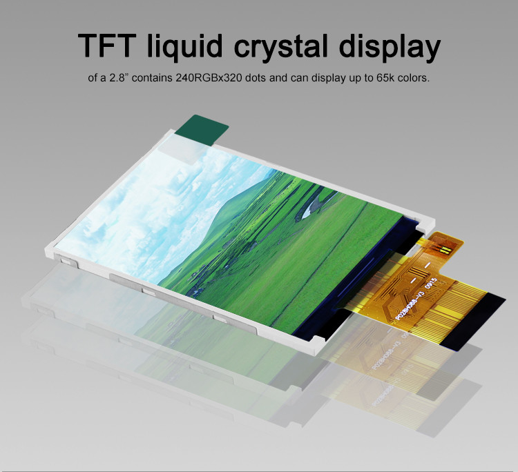 Warna Polcd 265K 2.8 inci TFT Modul 57.6mm Biasa Putih SPI antarmuka Lcd tft Modul