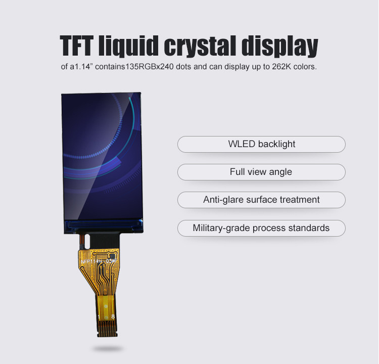 Polcd 1,14 Inch 550 nit Kecerahan IPS Screen St7789v 135X240 Tft Color Display