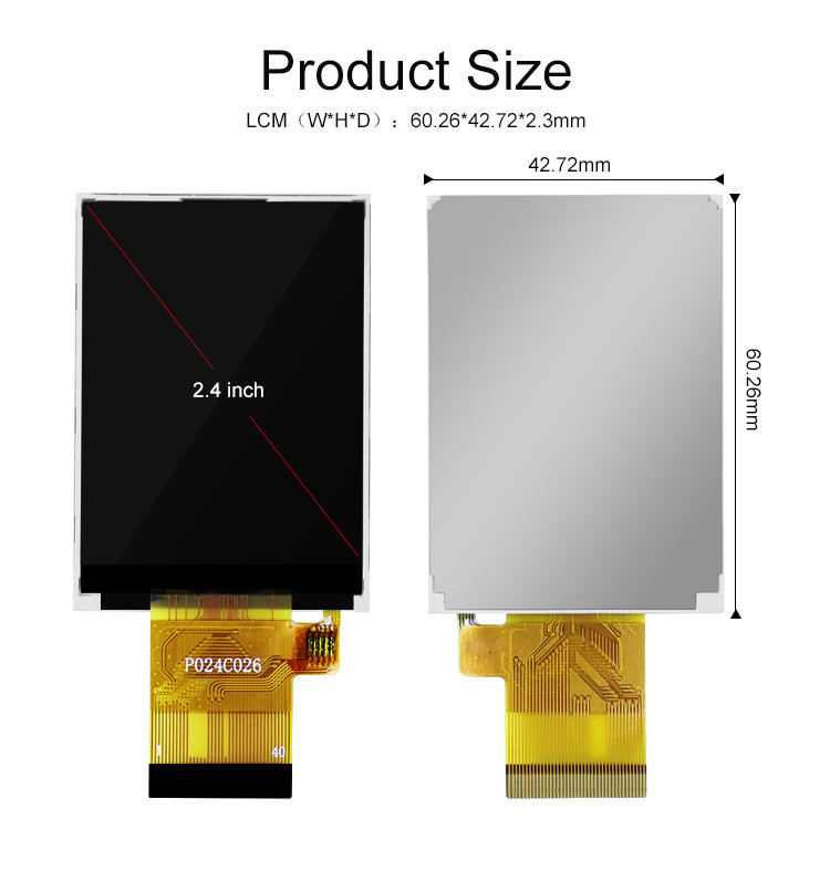 Polcd ST7789V Layar Tft 2,4 Inci 12 0'CLOCK 240x320 tft Layar Panel lcd