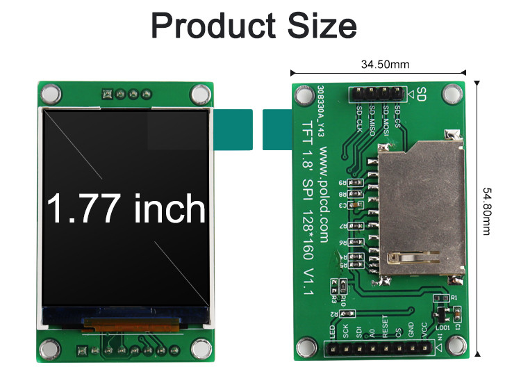 Polcd ST7262 1.77 Inci 24 Bit Lcd 128X160 Layar Sentuh TFT 300 Nit