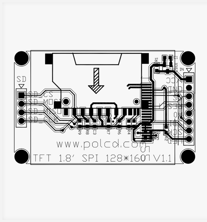 Polcd ST7262 1.77 Inci 24 Bit Lcd 128X160 Layar Sentuh TFT 300 Nit