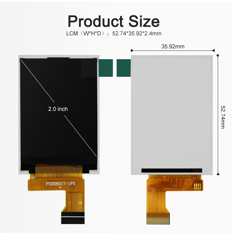 Polcd MCU 8 BIT Layar Tft 2 Inci Layar LCD IPS TFT 30.6mm