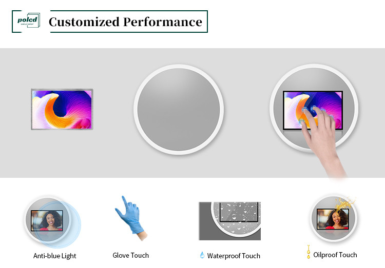 Polcd 8 inci Multitouch Mirror Glass Display Industrial Display Display Capacitive LCD Touch Screen Panel