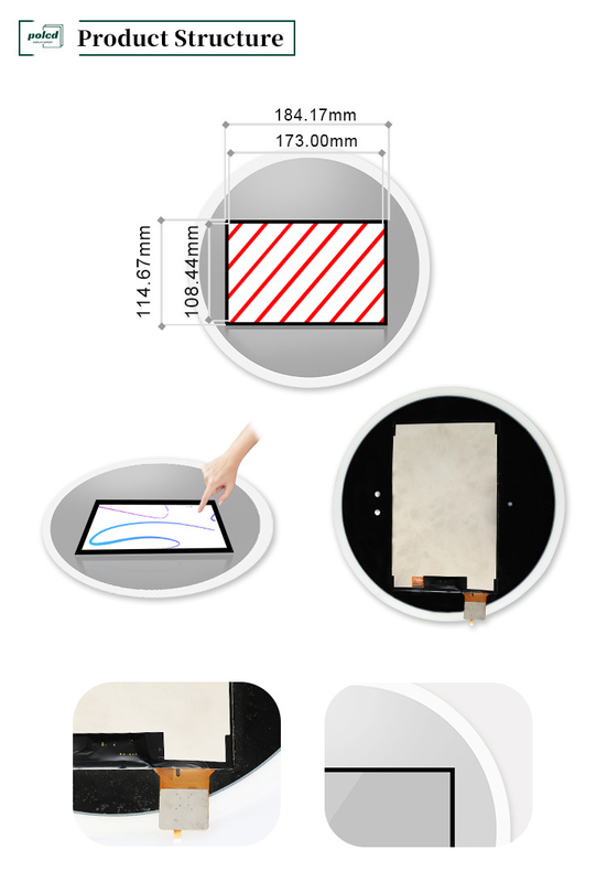 Polcd 8 inci Multitouch Mirror Glass Display Industrial Display Display Capacitive LCD Touch Screen Panel