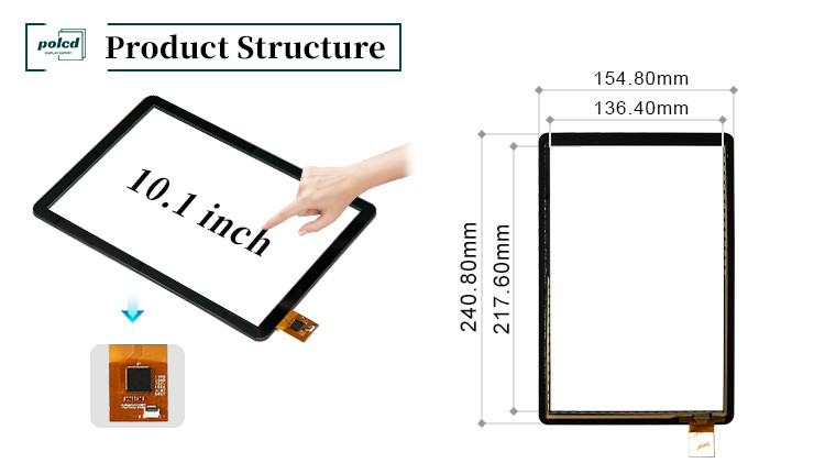 Polcd 10,1 inci GT9271 Square Shape Glass 800x1280 Kapasitif Panel Layar Sentuh Untuk Otomotif Industri