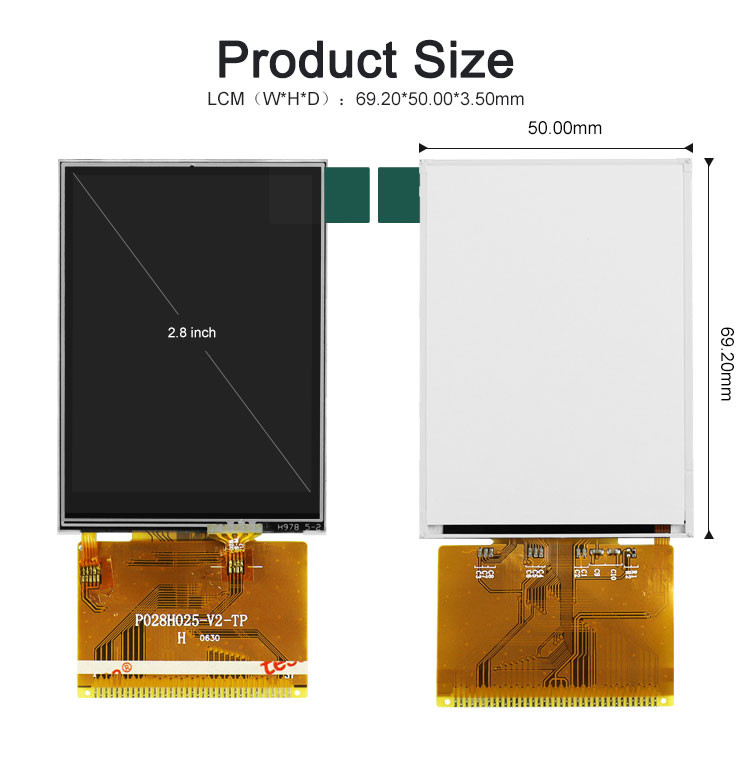Polcd 2,8 Inci Sudut Pandang Penuh TFT LCD Layar Sentuh Panel IPS yang Dapat Dibaca Sinar Matahari
