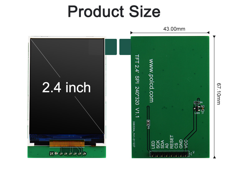 Polcd 4 Wire SPI Tft Lcd 2.4 Inch 240X320 Lcd layar sentuh dengan papan PCB