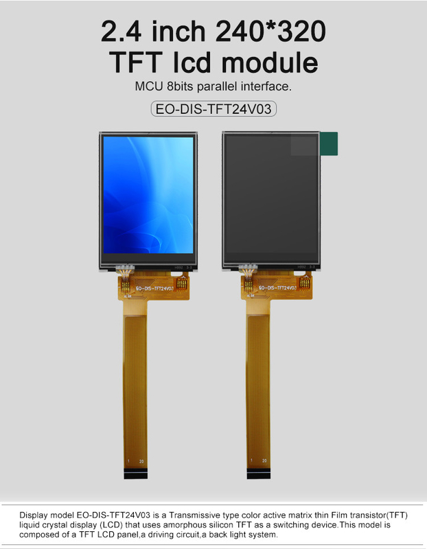 Polcd Black 8080 MCU Layar Tft 2,4 Inci 8 Bit 2,4 Tft Spi 240x320