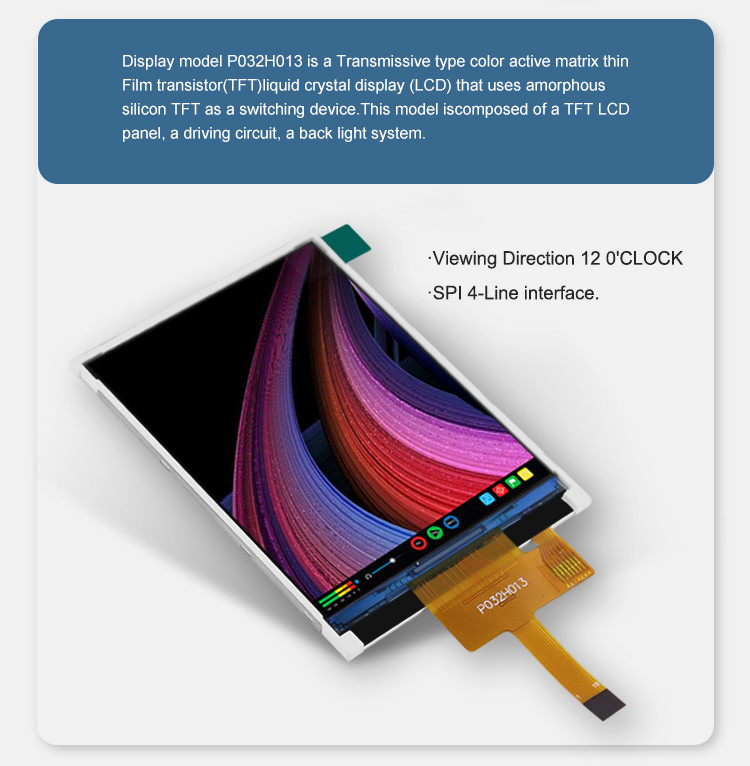 Polcd ST7789V 3.2 Inch Tft Lcd Color 262K Layar LCD TFT 48.6mm 12 0'CLOCK