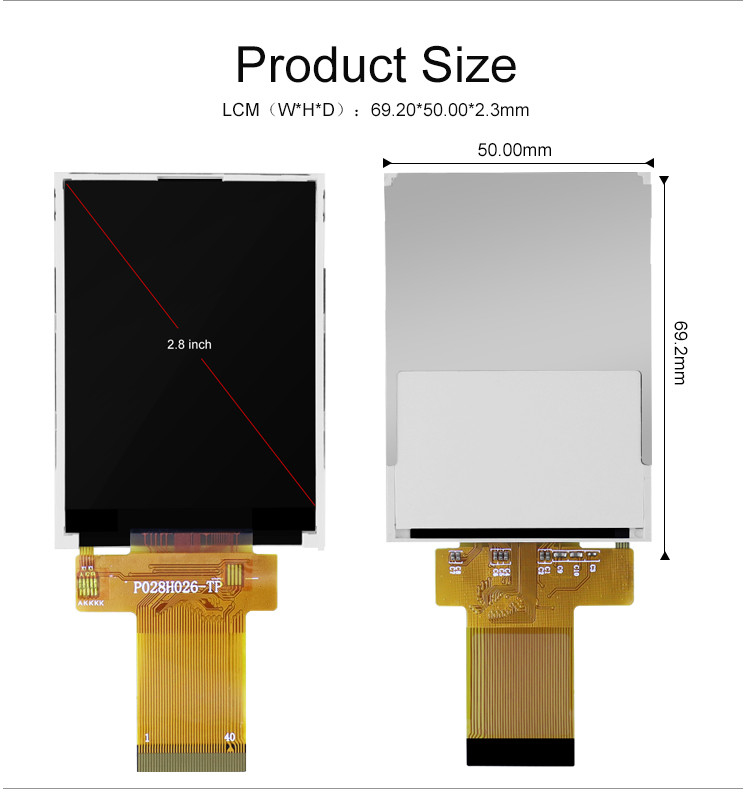 Polcd 12 0'CLOCK 240x320 2.8 Inch Ili9341v 16 Bit Layar Sentuh TFT