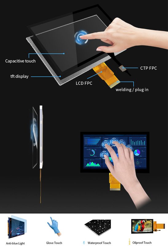 Polcd 7 '' Tft Lcd Panel 800x480 Capacitive Touch Screen RGB interface 7 inci LCD Module Display