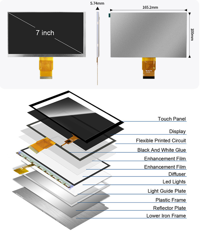 Polcd 7 inci Tft Module 800X480 Kecerahan Tinggi IPS Screen RGB Interface Capacitive Touch Panel 7