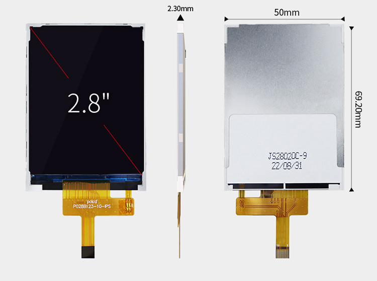 Polcd LCD kecil 2.8 '' 240x320 Industrial IPS Color Screen Full View 2.8 inci Parallel Port TFT LCD