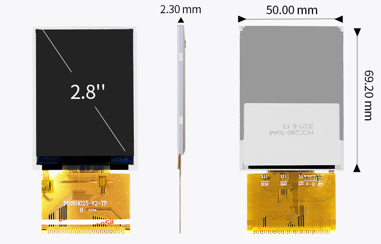 Layar TFT HD Polcd RoHS 2,8 Inci 8080 MCU Layar Lcd 16 Bit Tft