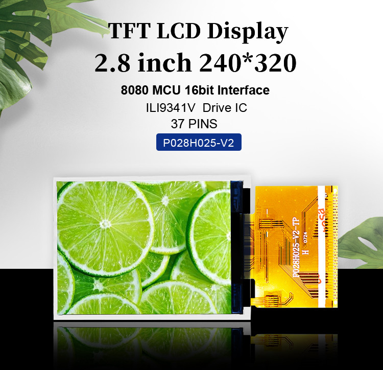 Layar TFT HD Polcd RoHS 2,8 Inci 8080 MCU Layar Lcd 16 Bit Tft