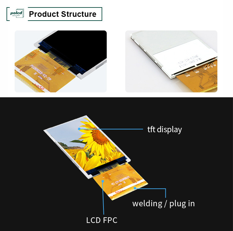 Layar TFT HD Polcd RoHS 2,8 Inci 8080 MCU Layar Lcd 16 Bit Tft