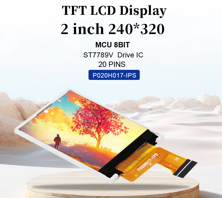 Polcd MCU 8 BIT Layar Tft 2 Inci Layar LCD IPS TFT 30.6mm