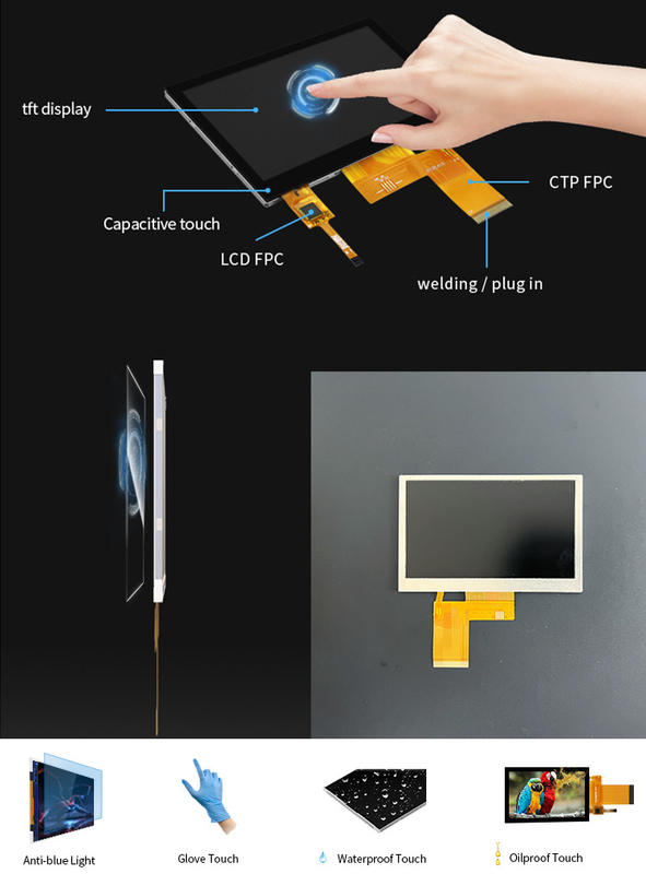 Polcd ST7262E43 Layar Tft Lcd 4,3 Inci 280 Nit Panel Sentuh LCD 800X480