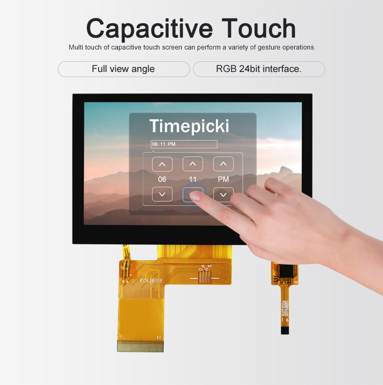 Polcd ST7262E43 Layar Tft Lcd 4,3 Inci 280 Nit Panel Sentuh LCD 800X480