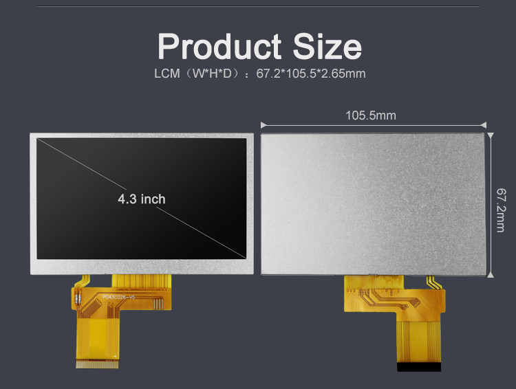 Polcd 4.3 Inch TFT LCD 480x272 Resolusi RGB antarmuka 4.3 