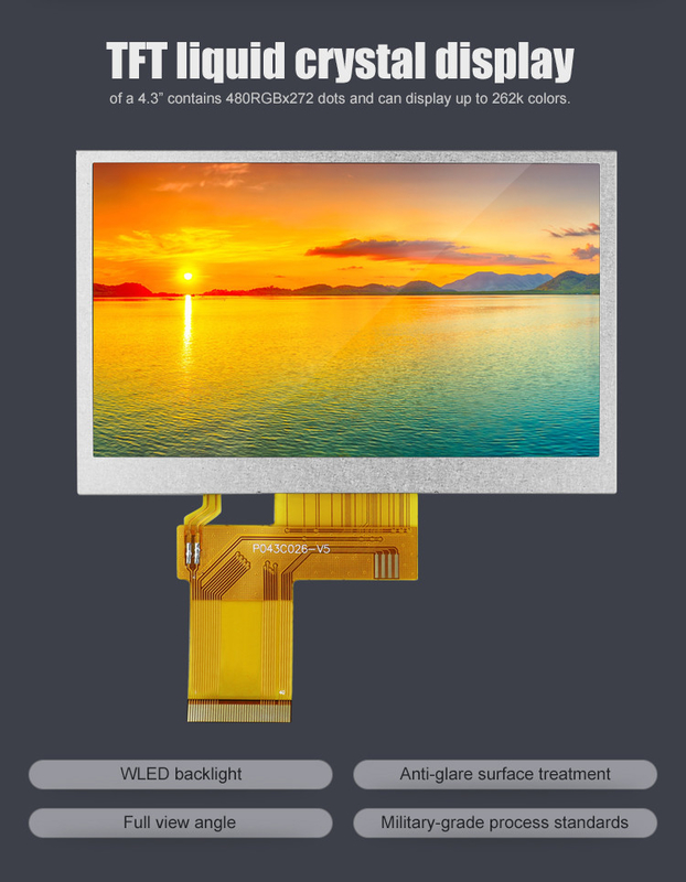 Polcd Custom 4.3 Inch 480*272 Warna RGB 8bit ILI6485 Drive 40pin 4.3' TFT LCD Module