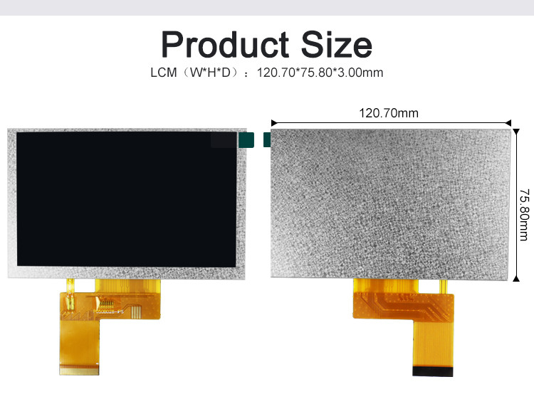 Polcd 5 Inch TFT Display 800x480 RGB 24 Bit interface IPS Full View Angle Modul LCD Kontras Tinggi