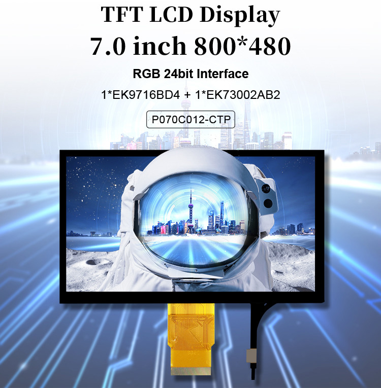 Polcd 7 inci Medium Size LCD Module 800*480 High Brightness Capacitive Touch TFT