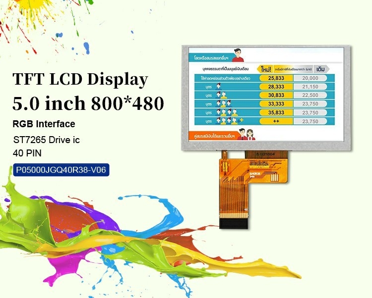 Polcd 5 Inch Lcd Screen 800x480 Resolusi ST7262 Driver IC RGB Interface TFT Display
