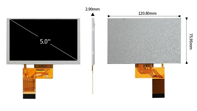 Polcd 5.0 Inch TFT LCD Panel 800*480 Resolusi 500nits RGB Interface 5