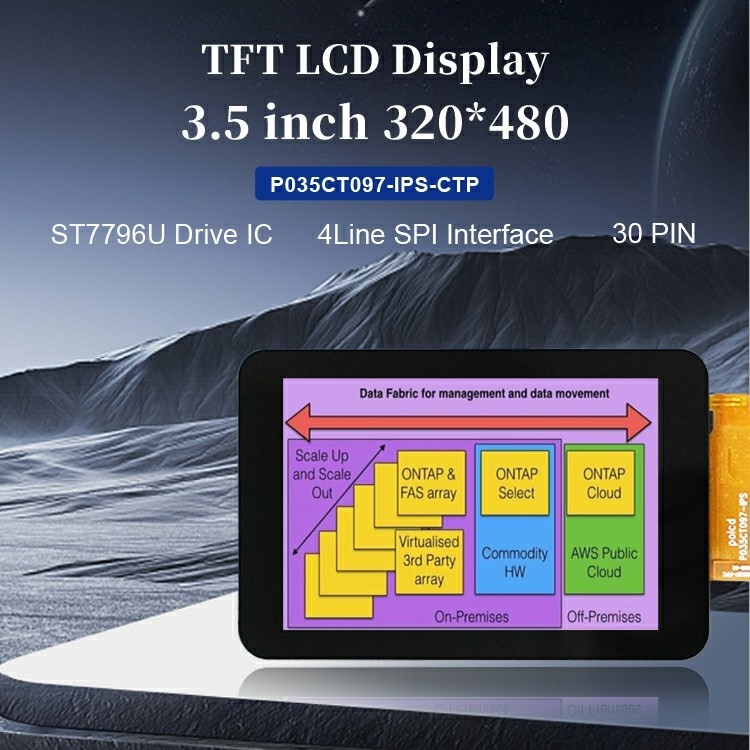 Polcd Rasio Kontras Tinggi Layar LCD 3,5 Inci Kecerahan Tinggi 320x480 Capacitive Touch Panel Tft Lcd Display