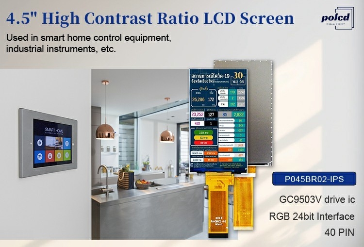 Polcd LCD Produsen 4,5 inci 480x854 Gc9503v Rgb antarmuka Kecerahan Tinggi IPS TFT layar panel tampilan