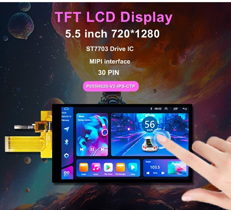 Polcd 5,5 inci IPS TFT LCD 720x1280 Full Viewing Angle dengan MIPI interface LCD Display Module