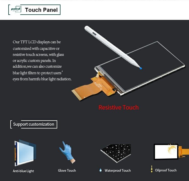 Polcd 3,95 Inch 320*480 LCD Display RGB Interface ILI9488 40pin TFT Transmissive LCD Module