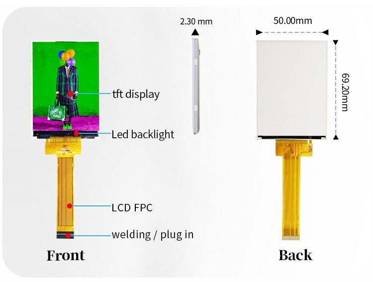 Polcd 2,8 Inch TFT Display 240x320 IPS Screen Kontras Tinggi 1200:1 TFT Panel LCD Modul