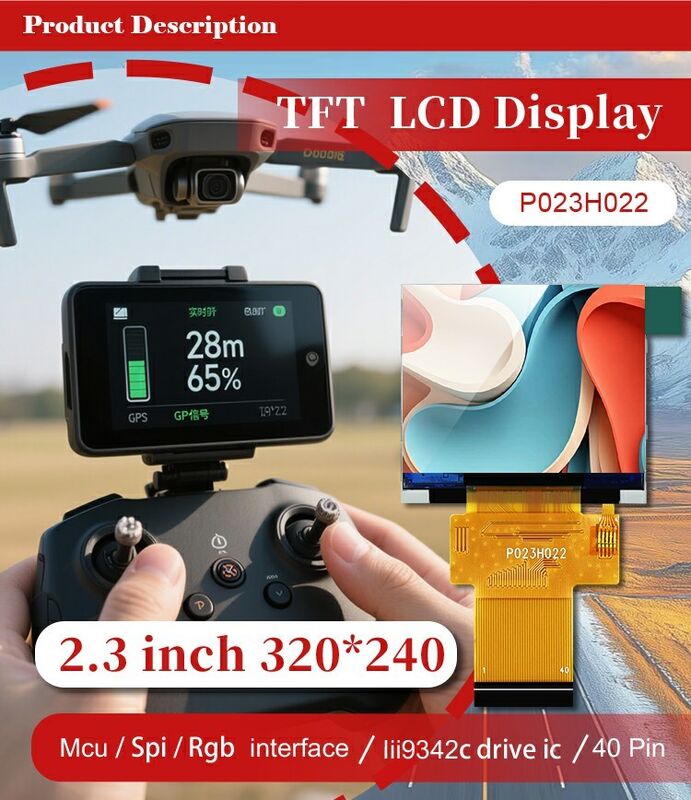 Polcd Hitam 320*240 RGB TFT Display 18 Bit High Brightness Panel LCD 2,31 inci