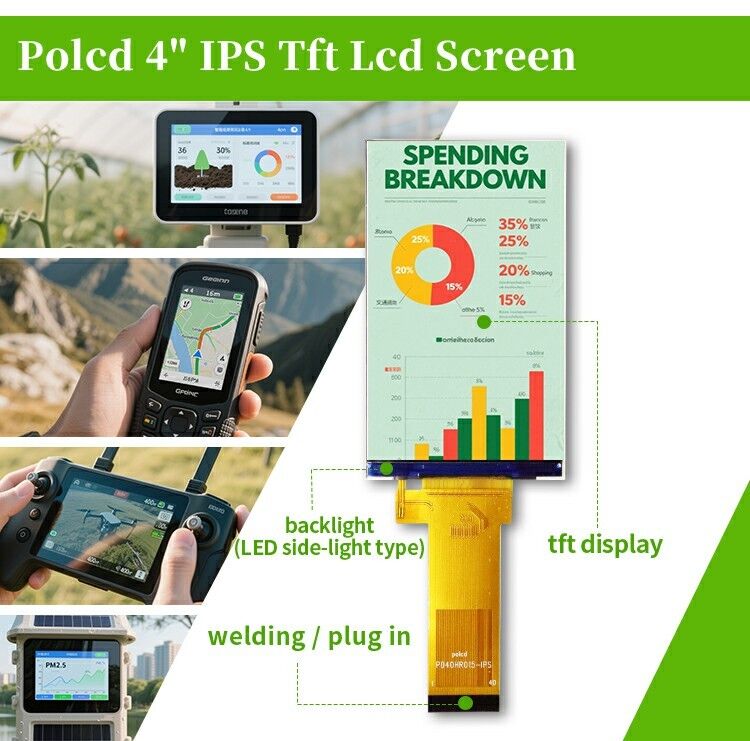 Polcd Custom RGB 24bit Interface 4.0 Inch 480*800 Dots TFT LCD Display Panel Warna Kecil