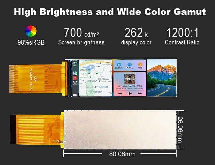 Polcd 3 inci Color Screen Module 268*800 ST7701S ic High Brightness IPS 3