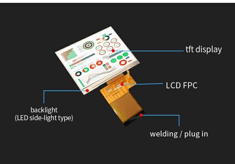 Polcd 3,5 inci 320x240 Full Color TFT Display ST7272A drive ic IPS View Angle 54pin LCD Display