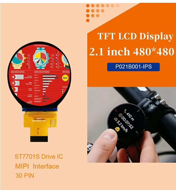 Polcd 2,1 inci IPS LCD Bulat Kecil 480*480 Mipi antarmuka ST7701S Lingkaran Lingkaran TFT Display Module