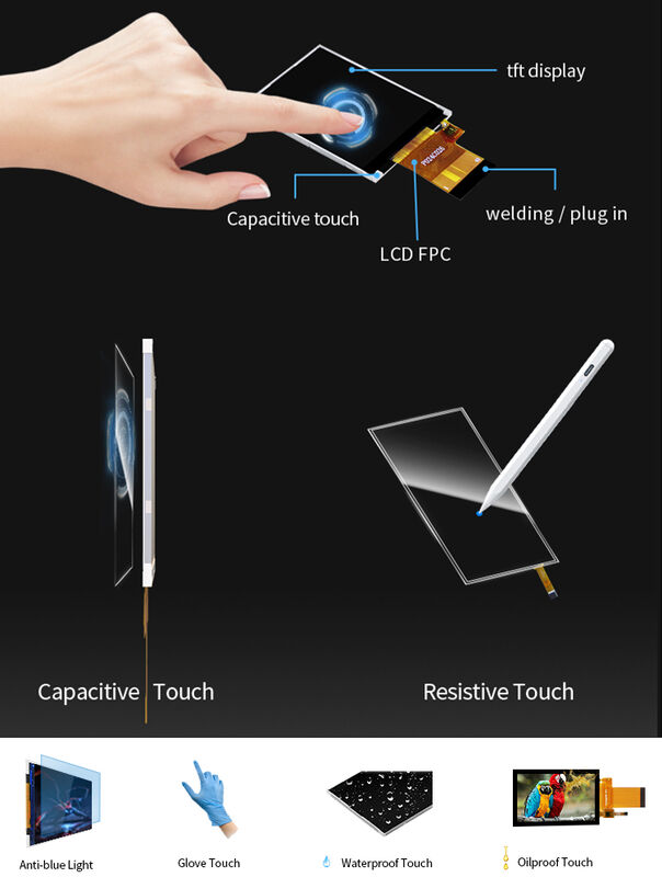 Catu Daya LCM Polcd 3.3V Layar Sentuh Tampilan Panel Modul LCD 2.4 inci