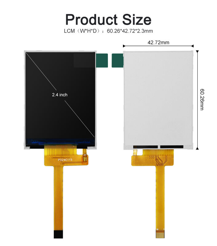 Layar TFT HD Polcd 260 Nit 240X320 4 Kawat Antarmuka SPI 2,4 Inci Tft Lcd